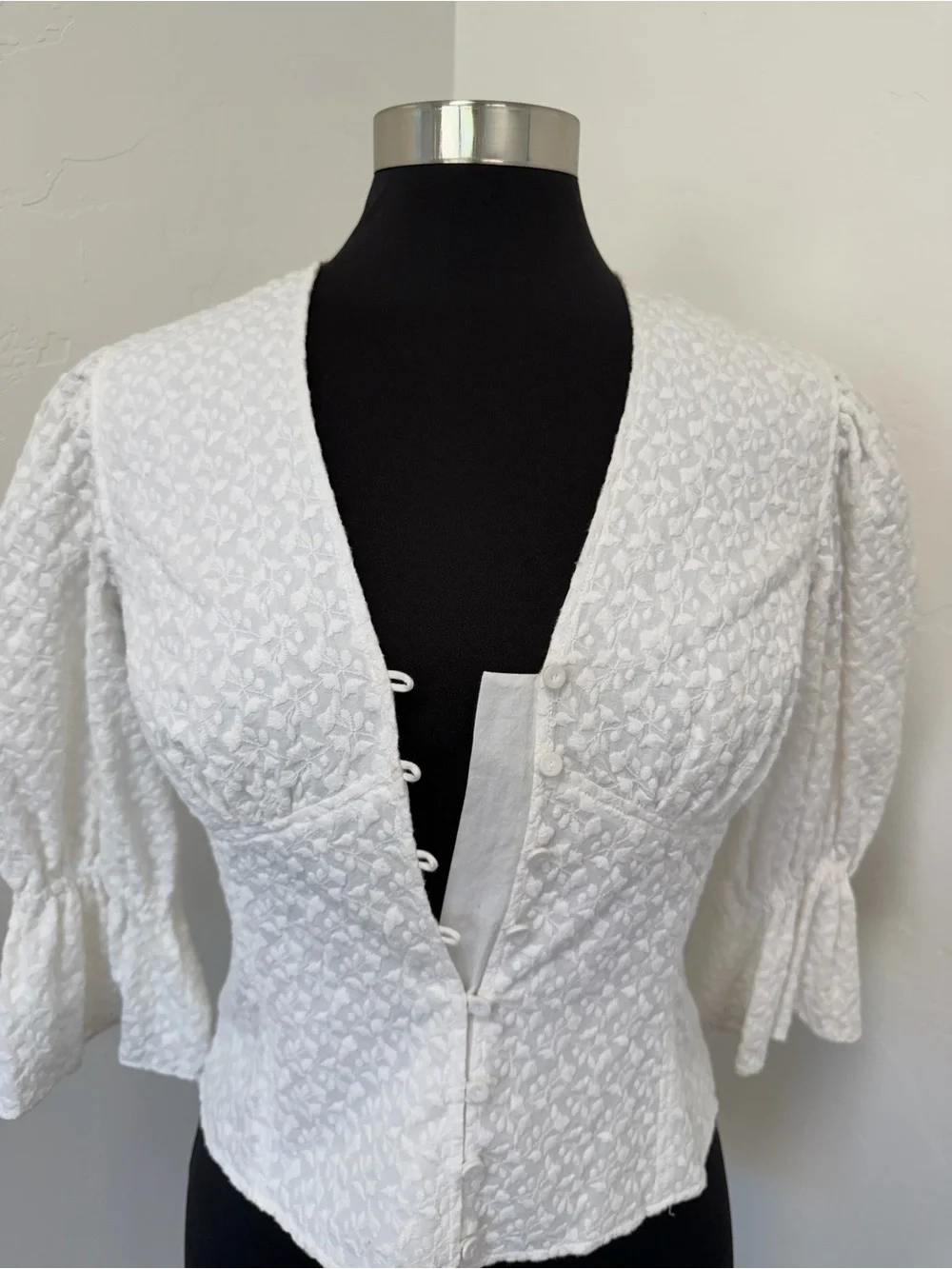 NWT Rebecca Taylor La Vie Embroidered Milk White Button Up Blouse Size XS